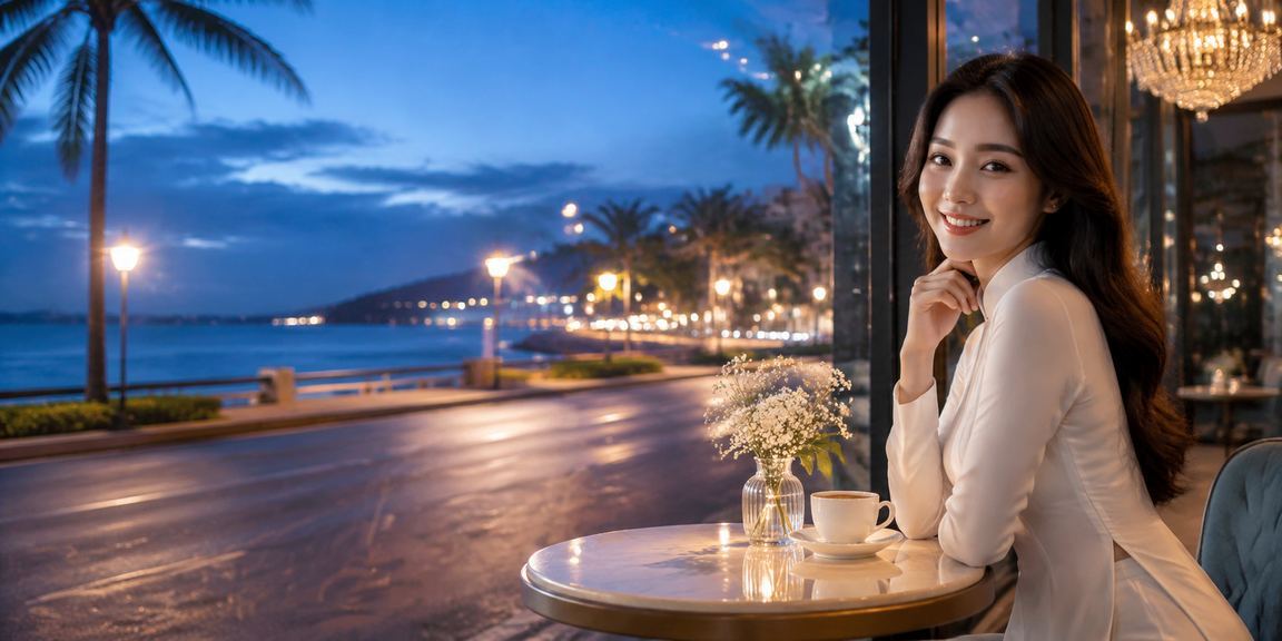 Người phụ nữ mặc áo dài tại Mũi Né tham gia trò chơi bài trực tuyến trên thiết bị di động